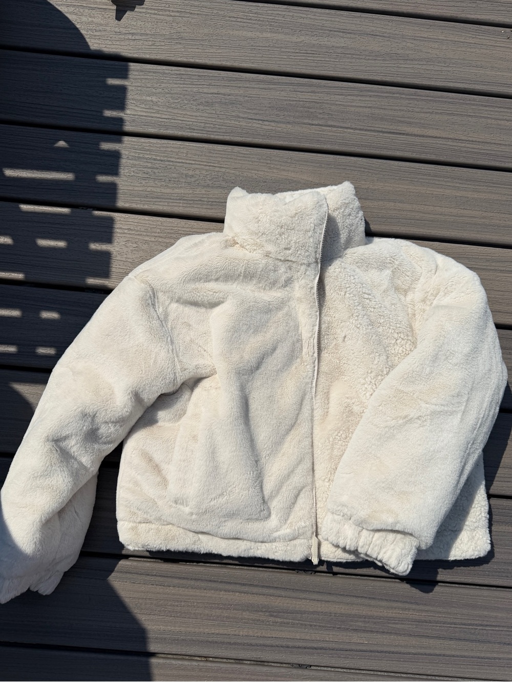 Women’s Fuzzy Puffer Jacket- Reversible Hooded